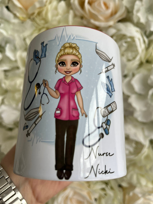 Personalised Mug·Nurse Gift·Nurses Mug·Thank You Gift for Nurse·Pink Scrubs·Thank You Nurse Mug