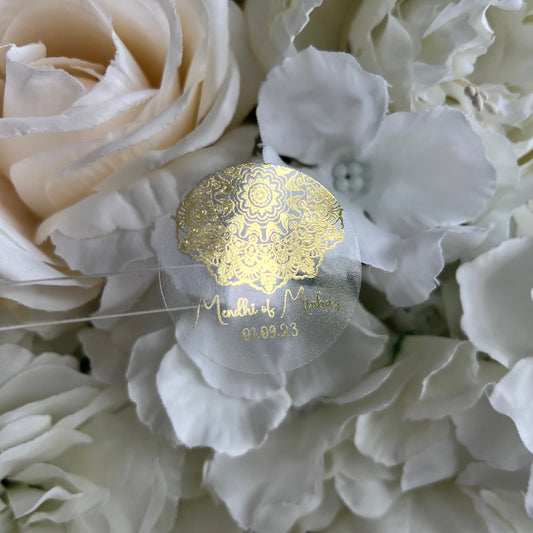 Mandala Mehndi· Wedding Sticker·Engagement Sticker·Wedding Sticker·Foiled Sticker·Dhloki•Transparent Stickers•Luxury Stickers