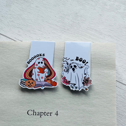 Set of 2 Mini Ghost Bookmarks, Halloween bookmark, Book Lover Gifts, Bookish bookmarks, Reading Gifts, Magnetic Bookmarks