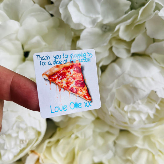 Personalised Pizza Party Birthday Stickers