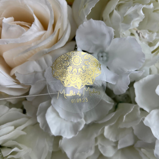 Mandala Mehndi· Wedding Sticker·Engagement Sticker·Wedding Sticker·Foiled Sticker·Dhloki•Transparent Stickers•Luxury Stickers