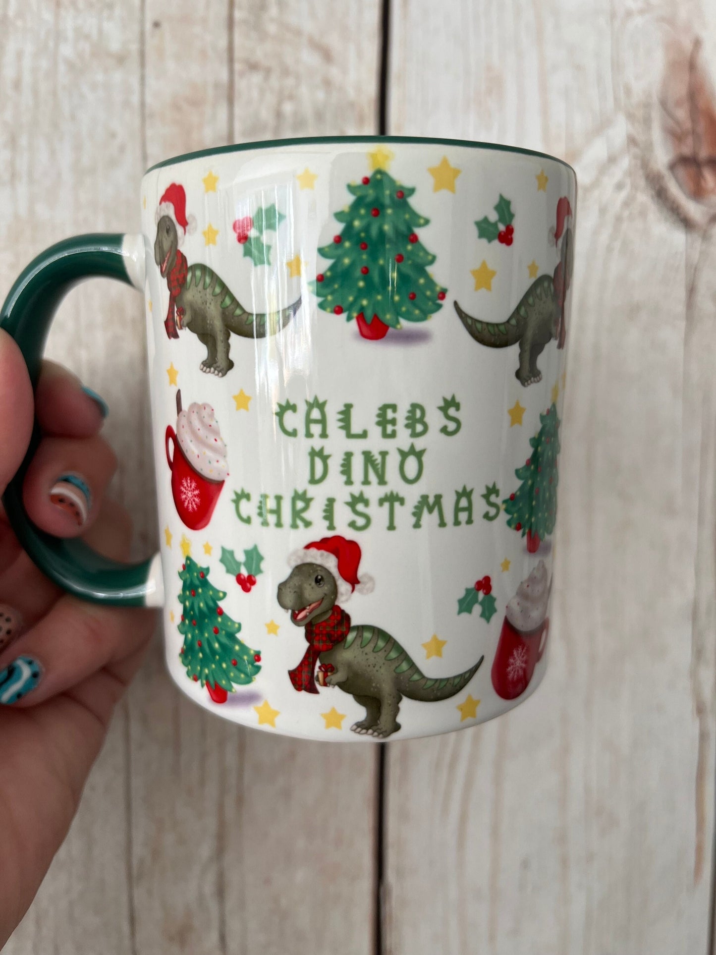 Personalised Christmas Dinosaur Mug