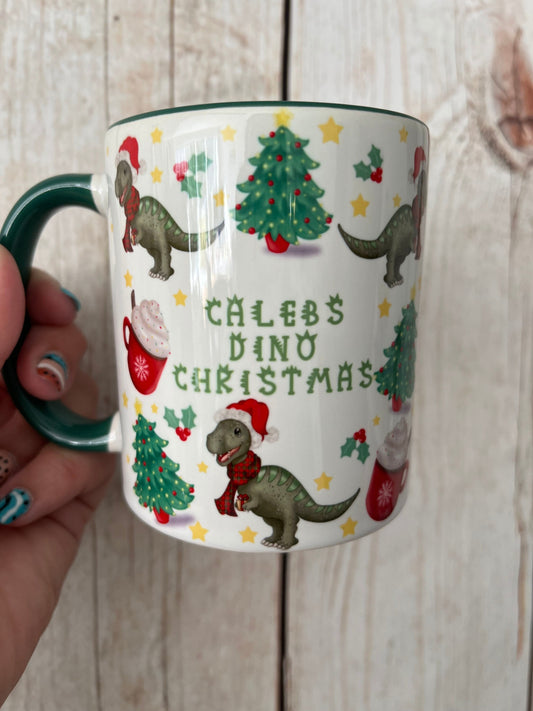 Personalised Christmas Dinosaur Mug