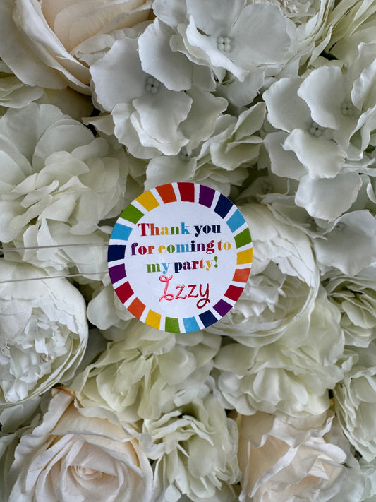 Personalised Rainbow Theme Party Stickers