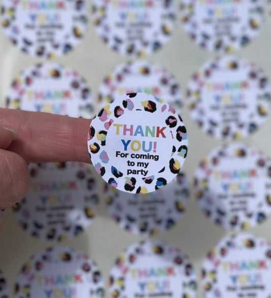 Personalised Leopard Print Rainbow Party Stickers
