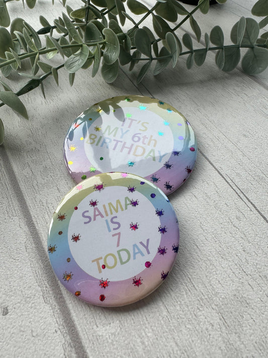 Rainbow Theme Badge, Birthday Badge