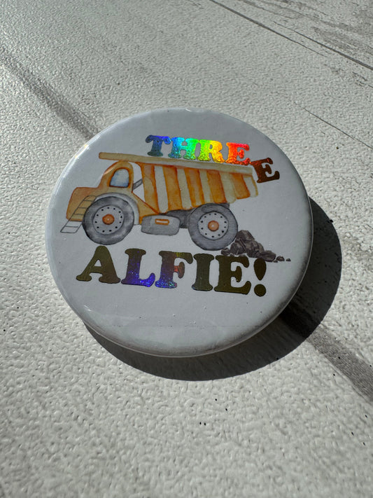 Personalised Birthday Badge Construction Theme