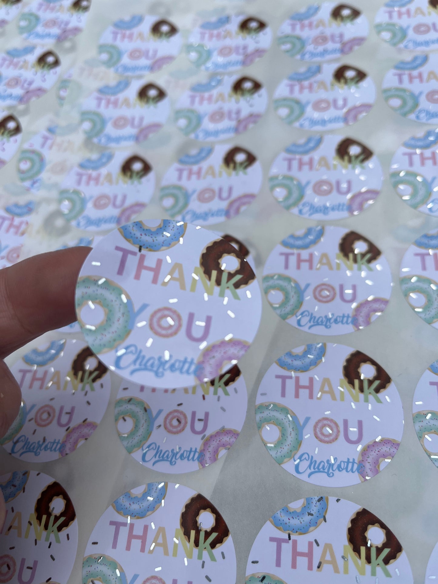 Personalised Foil Doughnut Sticker•Thank You For Coming to My Party•Foil Sticker•Birthday Party•Sweet Cone Stickers•Sweet Bags•Party Sticker