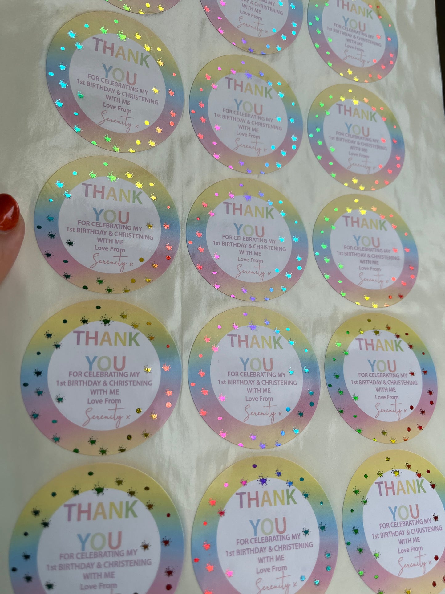 Personalised Foiled Rainbow Thank You Stickers • Birthday Party • Sweet bags • Sweet Cones Stickers·Thank You For Coming To My Party Sticker