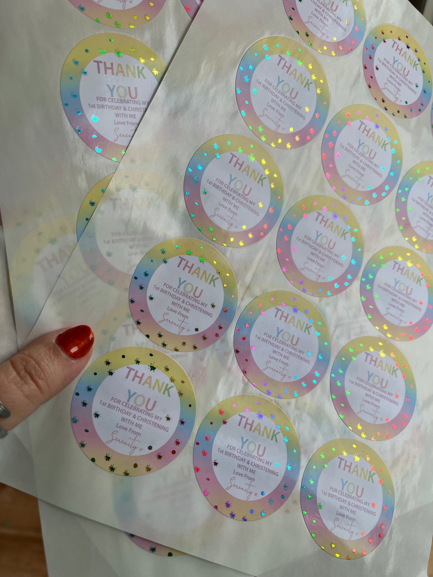 Personalised Foiled Rainbow Thank You Stickers • Birthday Party • Sweet bags • Sweet Cones Stickers·Thank You For Coming To My Party Sticker