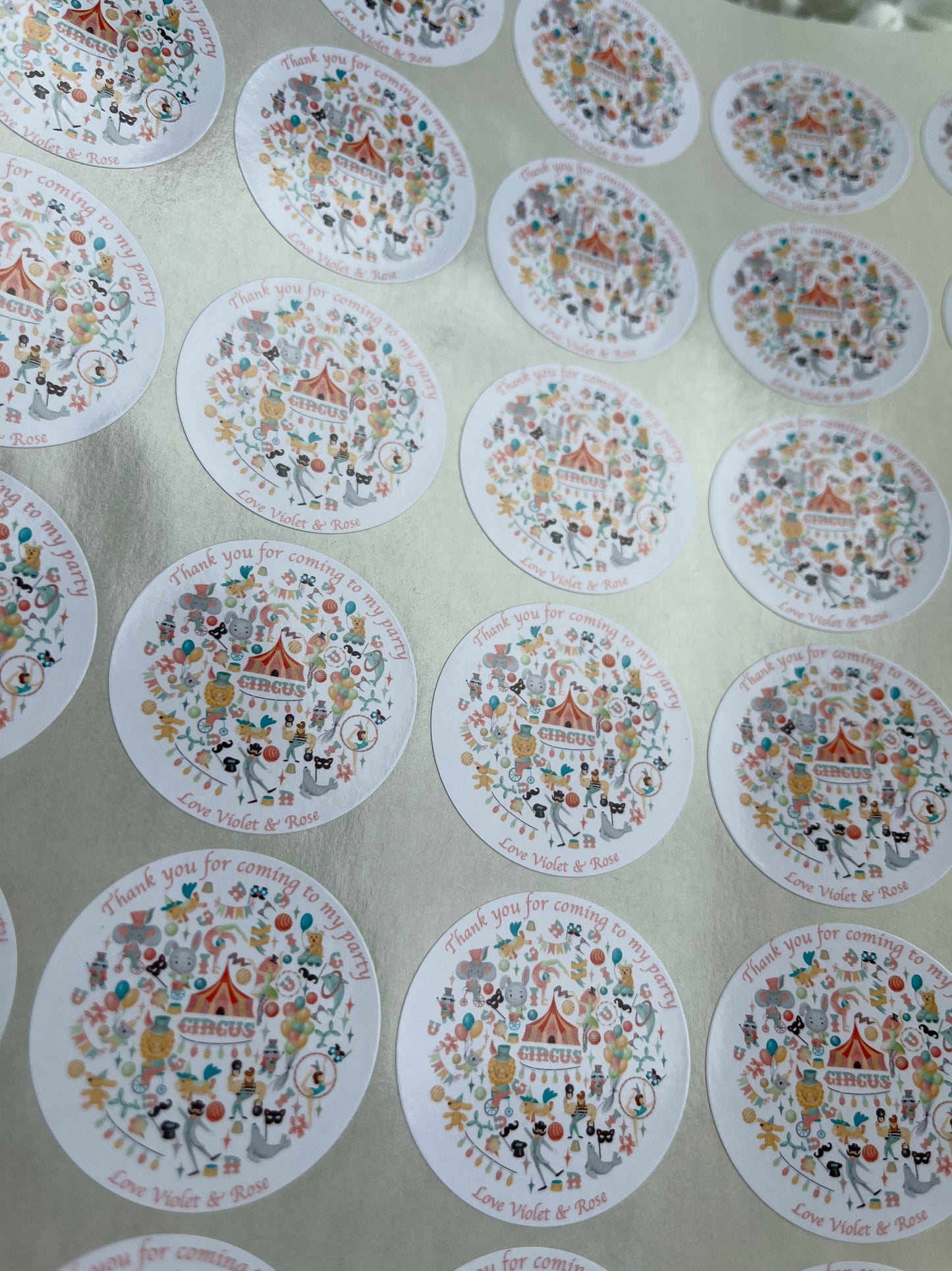 Personalised Cute Circus Themed Stickers•Thank You For Coming To My Party•Sweet Cone Sticker•Birthday Party•Acrobatic