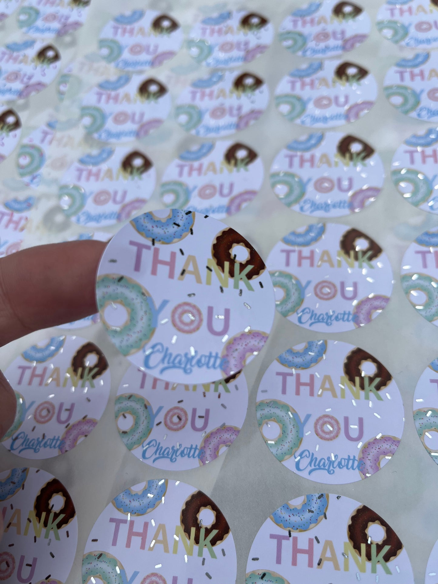 Personalised Foil Doughnut Sticker•Thank You For Coming to My Party•Foil Sticker•Birthday Party•Sweet Cone Stickers•Sweet Bags•Party Sticker