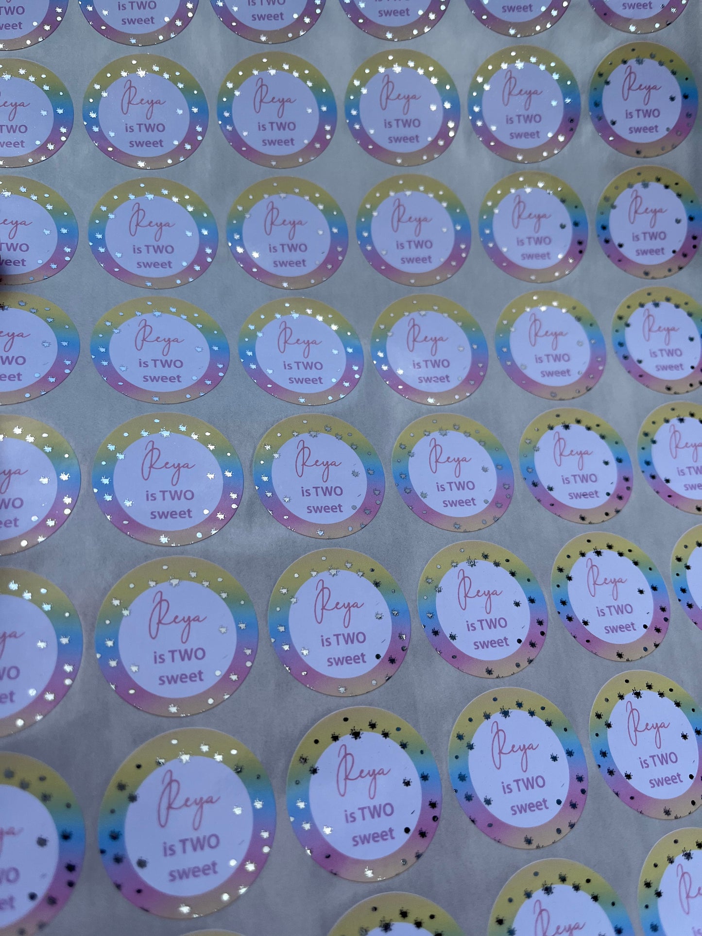 Personalised Foiled Rainbow Thank You Stickers • Birthday Party • Sweet bags • Sweet Cones Stickers·Thank You For Coming To My Party Sticker