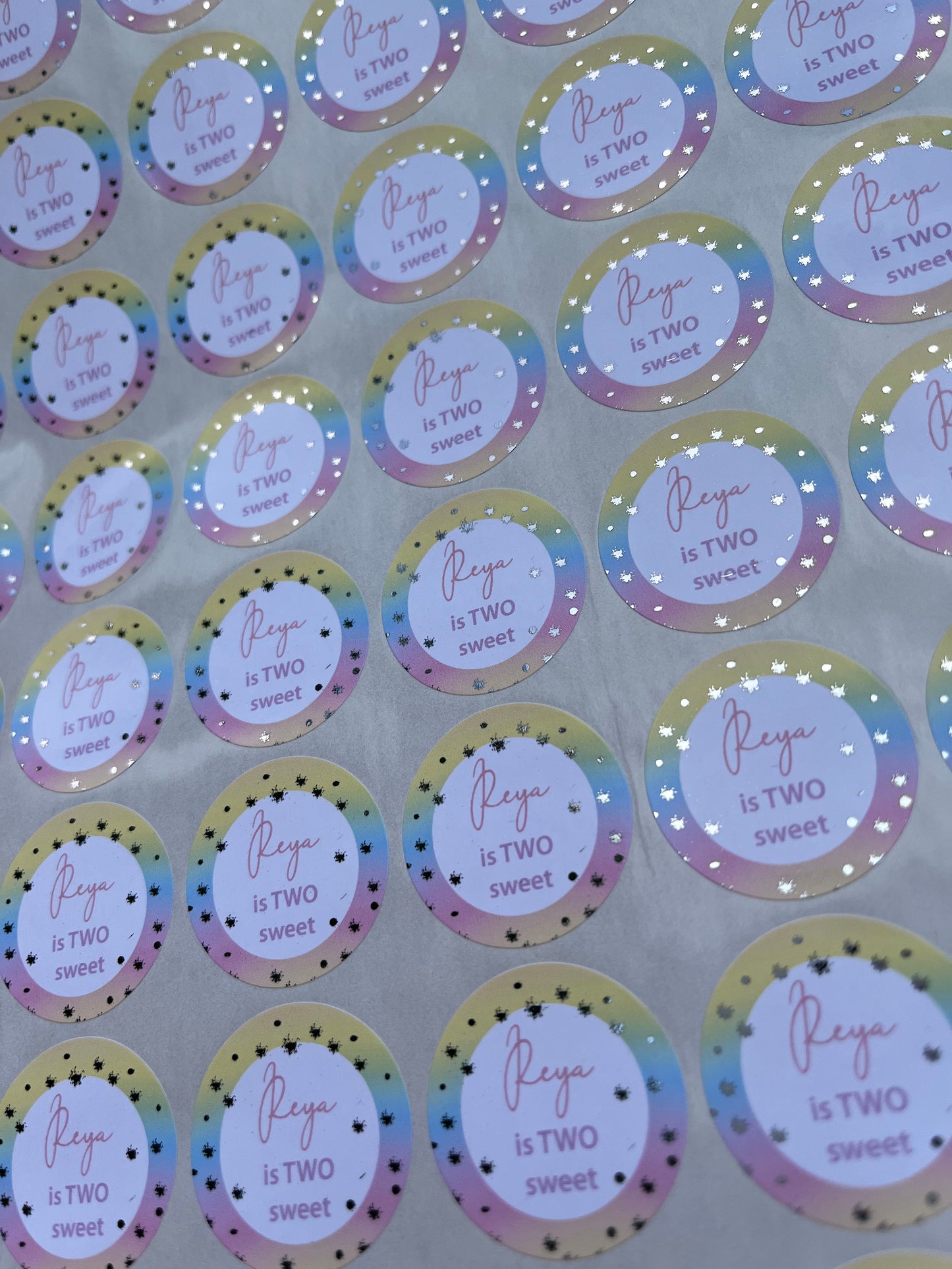 Personalised Foiled Rainbow Thank You Stickers • Birthday Party • Sweet bags • Sweet Cones Stickers·Thank You For Coming To My Party Sticker