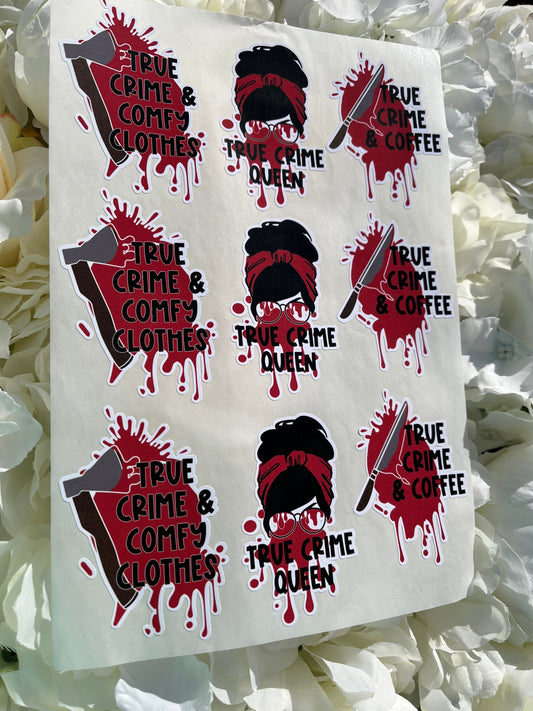 True Crime Stickers, True Crime Decals, True Crime Laptop sticker