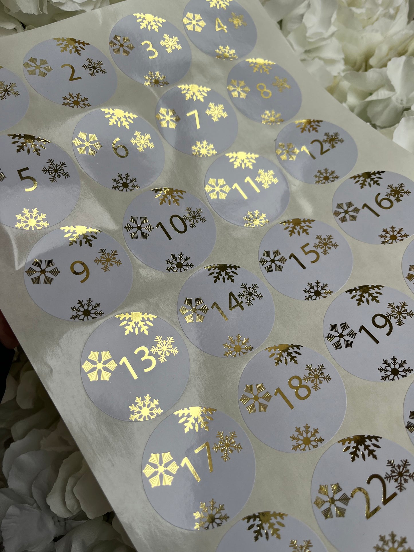 Advent Calendar Countdown Stickers, Foil Stickers, DIY Advent Calendar Sticker, Christmas Countdown Stickers, 1-24 Stickers, Snowflake Label