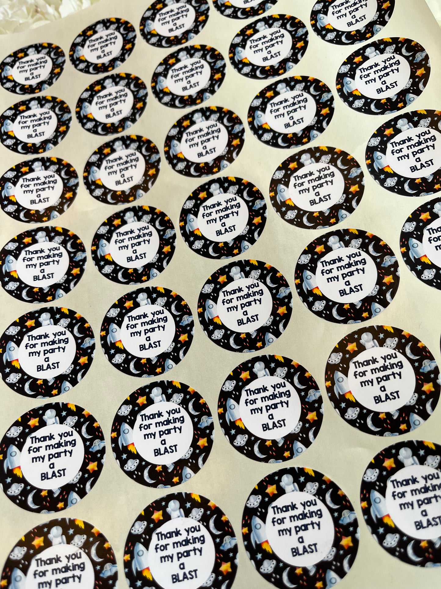 Space Themed Party Stickers•Birthday Party•Sweet Cones•Planets•Astronauts•Personalised Party Sticker