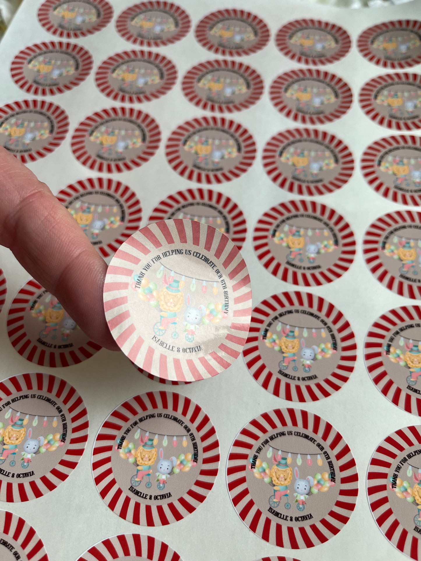 Personalised Circus Themed Party Stickers•Thanks You For Coming To My Party•Sweet Cone Sticker•Birthday Party Stickers•Circus Party