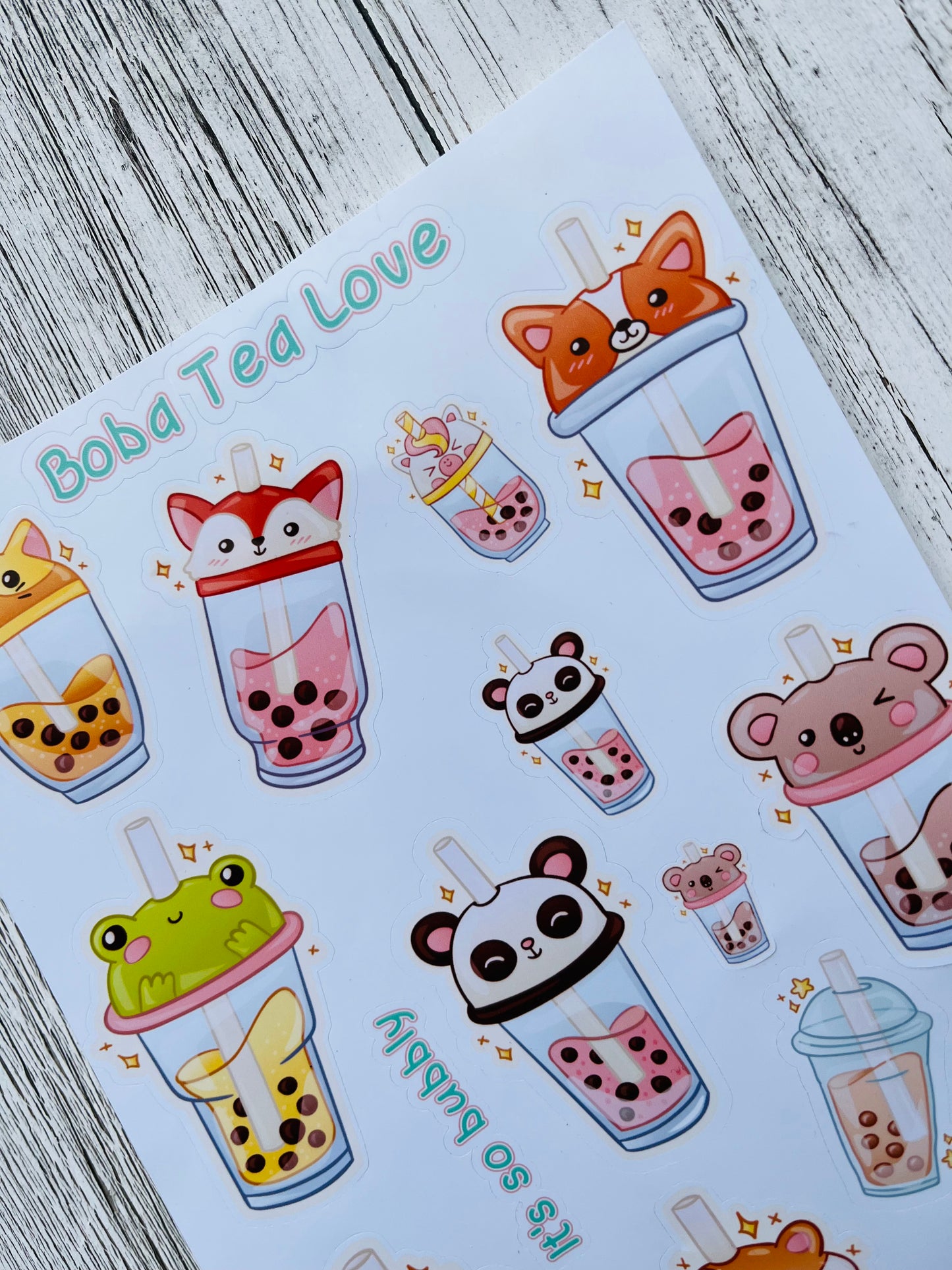 Bubble Tea Stickers, Boba Tea Stickers, Journal Stickers, Penpal Stickers, Tween Stickers, Bubble Tea Lovers Gift