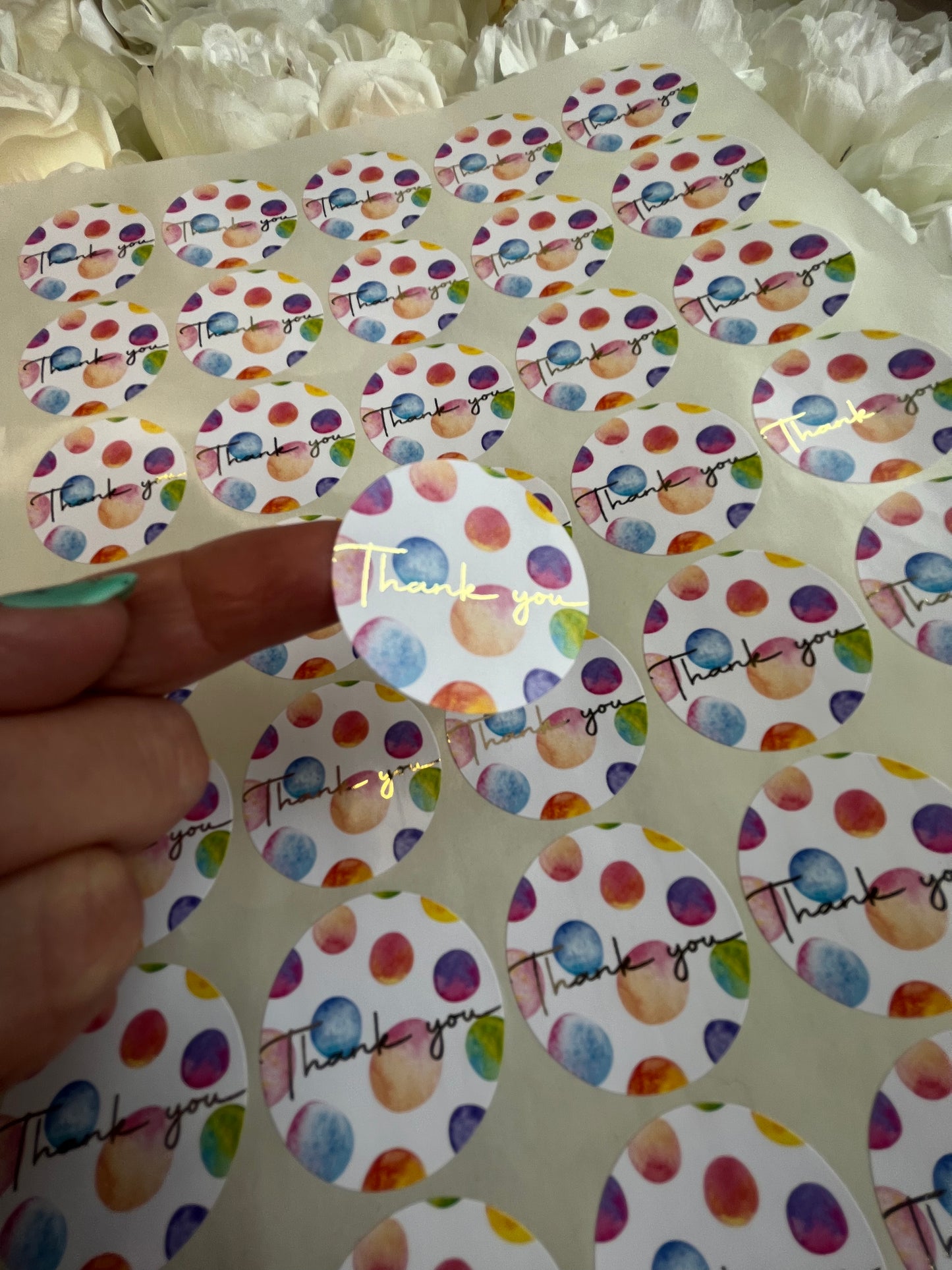 Dotty Rainbow Foiled Thank You Stickers•Sweet Cone Stickers•Party Bags•Thank You For Coming to My Party•Personalised Sticker•Business Sticke