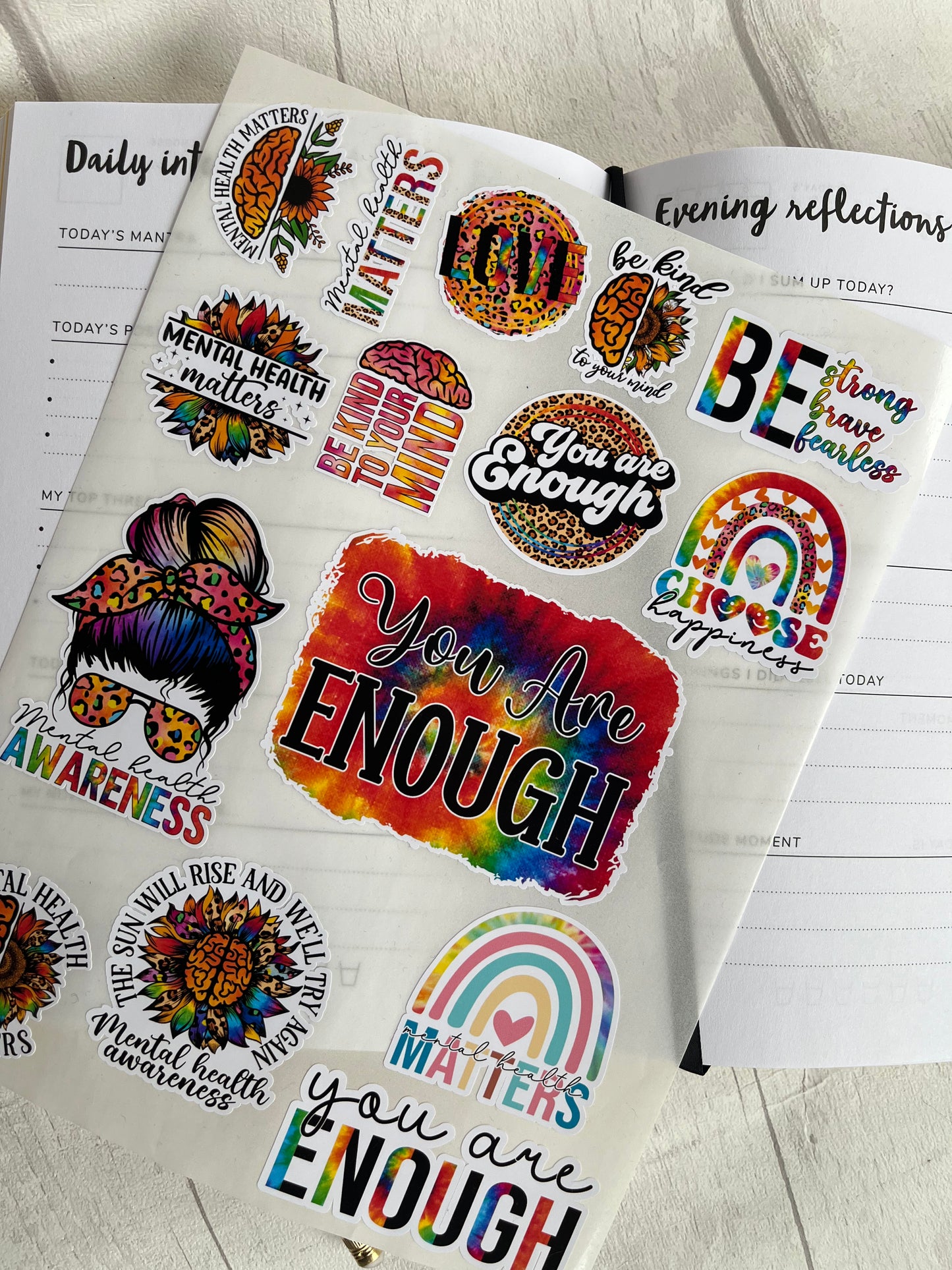 Mental health stickers, anxiety stickers, you are enough, journaling stickers, laptop sticker