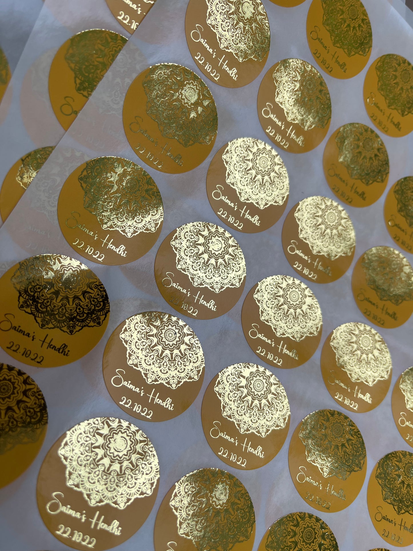 Mandala Mehndi· Wedding Sticker·Engagement Sticker·Jewel Colour Scheme·Wedding Stationery·Foiled Sticker·Foil Labels