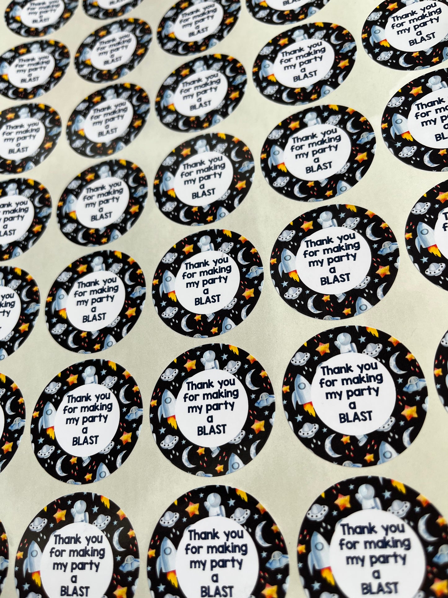 Space Themed Party Stickers•Birthday Party•Sweet Cones•Planets•Astronauts•Personalised Party Sticker