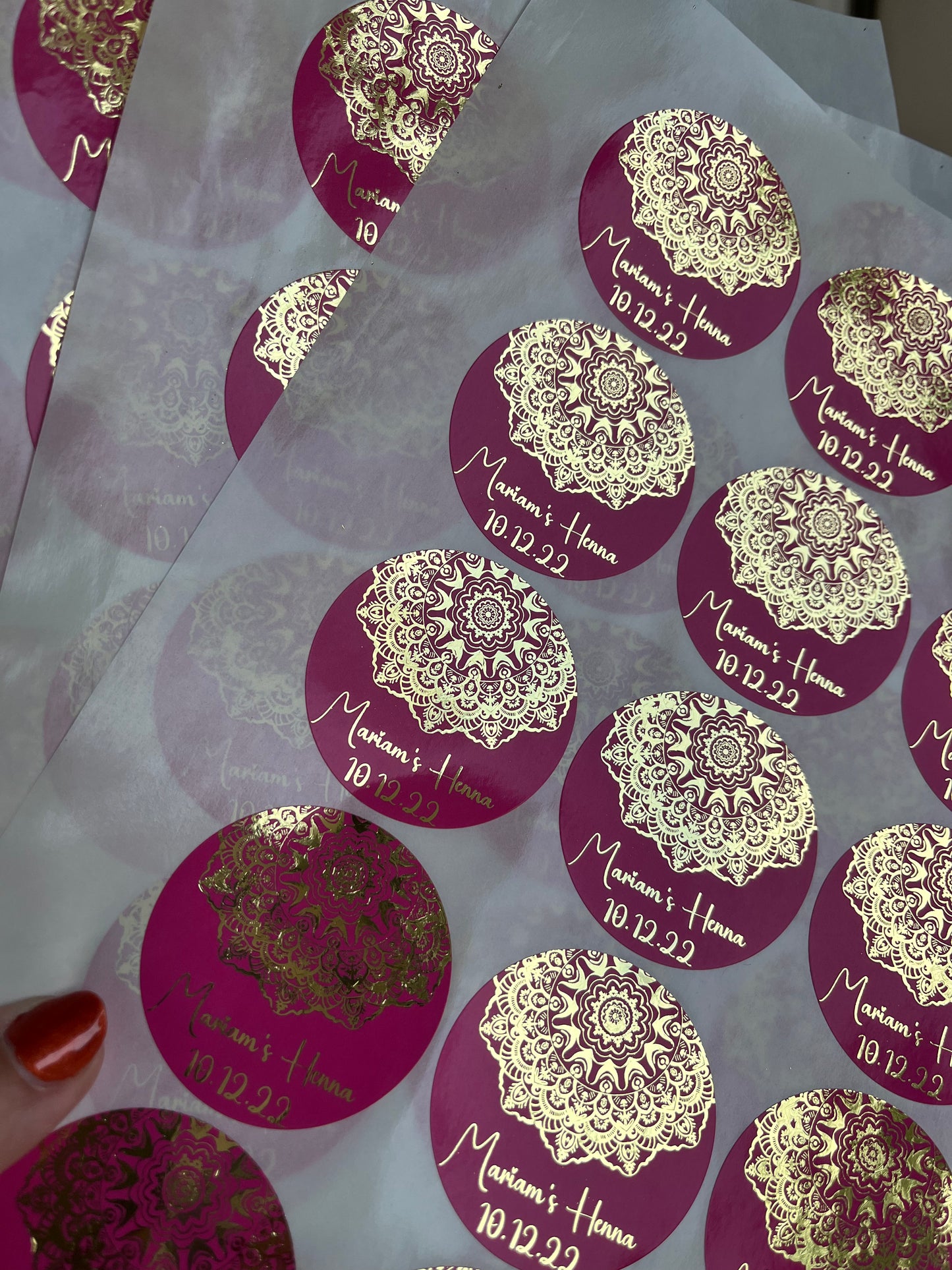 Mandala Mehndi· Wedding Sticker·Engagement Sticker·Jewel Colour Scheme·Wedding Stationery·Foiled Sticker·Foil Labels