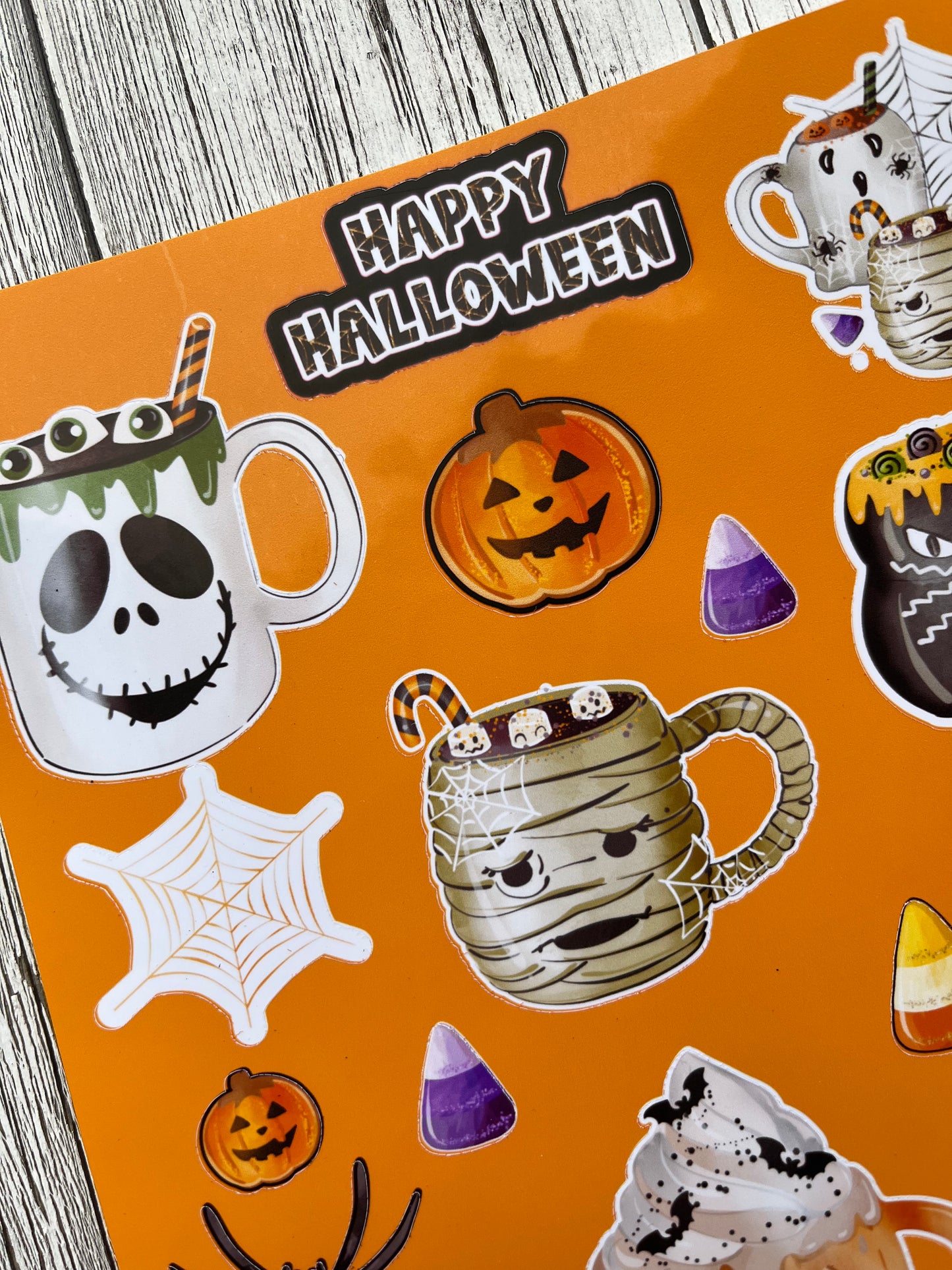 Halloween Sticker Sheet, Cute Halloween Mugs, Spooky Halloween Stickers