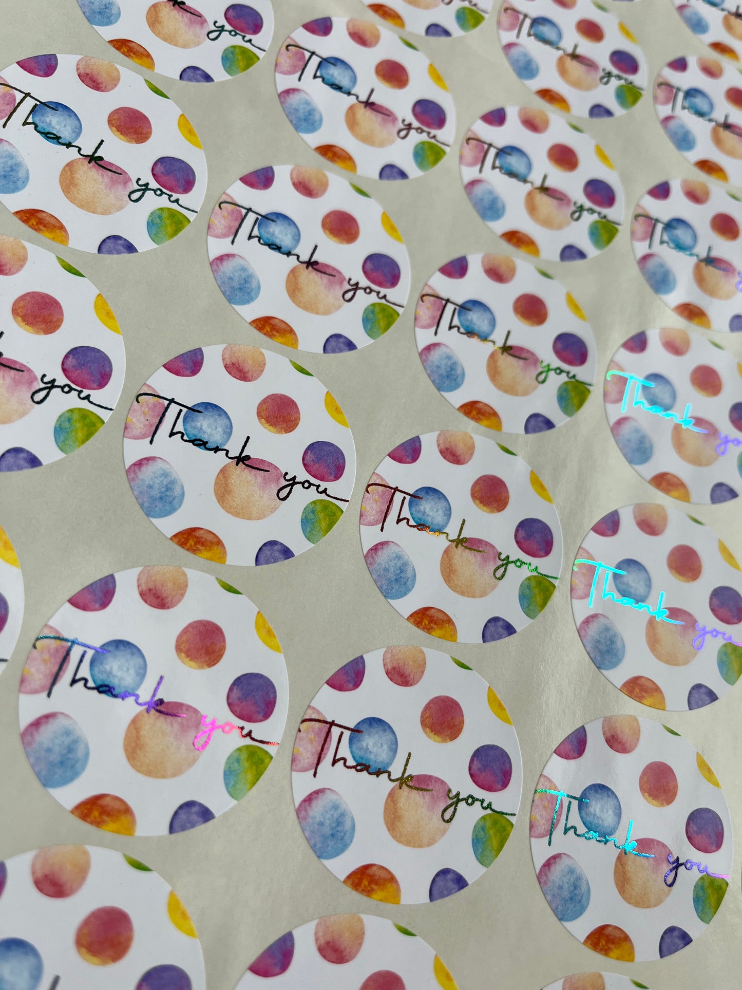 Dotty Rainbow Foiled Thank You Stickers•Sweet Cone Stickers•Party Bags•Thank You For Coming to My Party•Personalised Sticker•Business Sticke