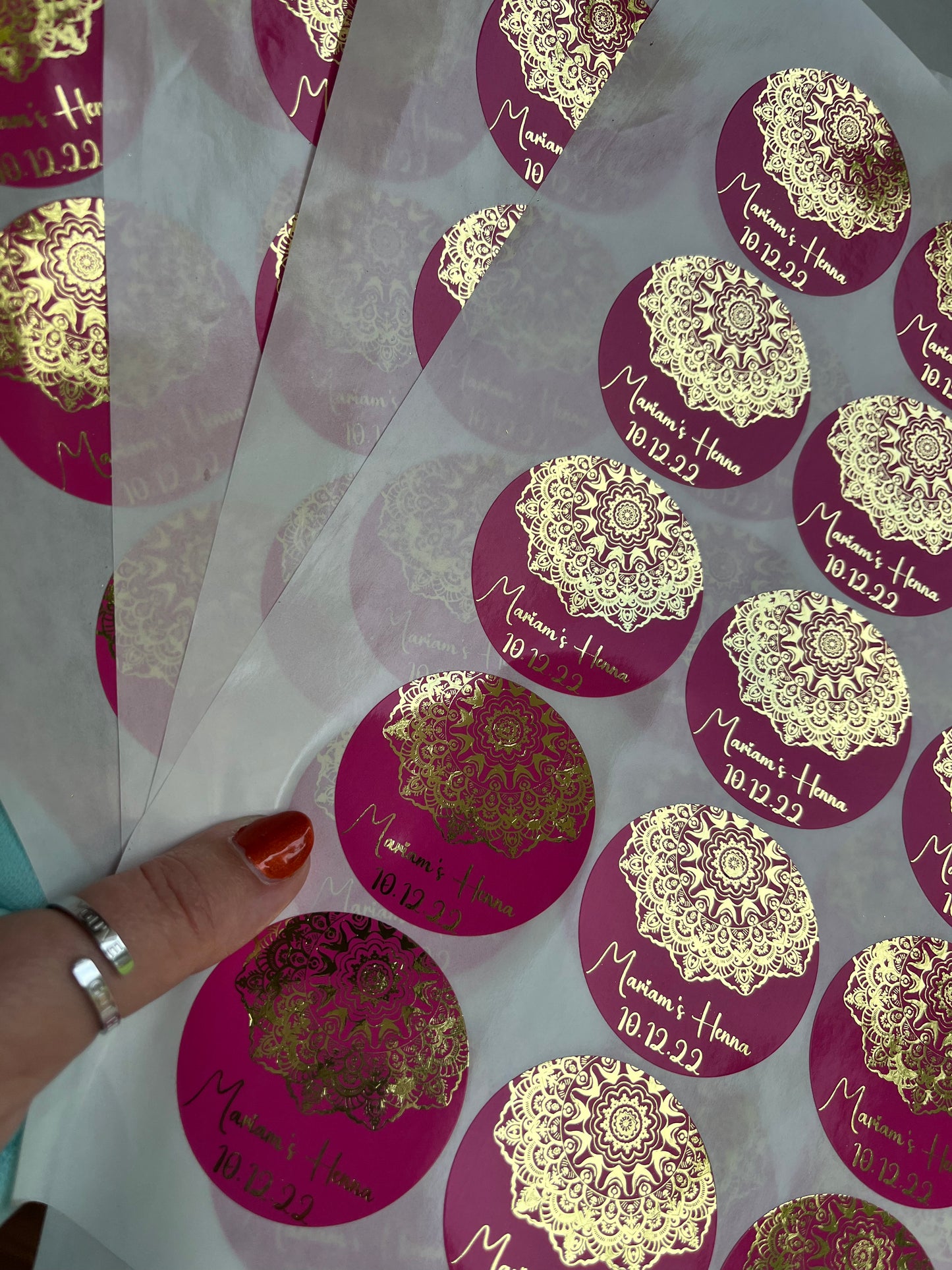 Mandala Mehndi· Wedding Sticker·Engagement Sticker·Jewel Colour Scheme·Wedding Stationery·Foiled Sticker·Foil Labels