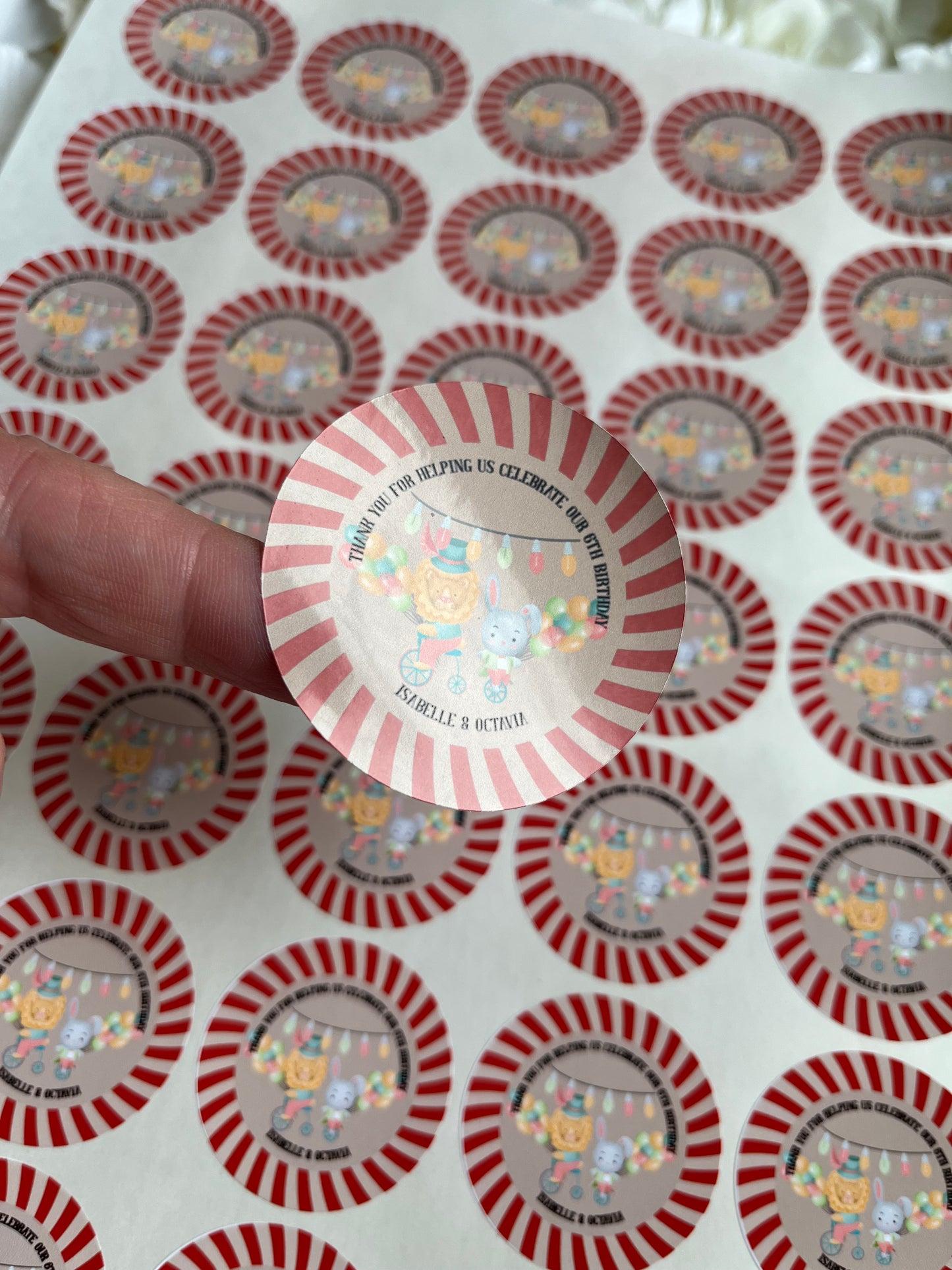 Personalised Circus Themed Party Stickers•Thanks You For Coming To My Party•Sweet Cone Sticker•Birthday Party Stickers•Circus Party