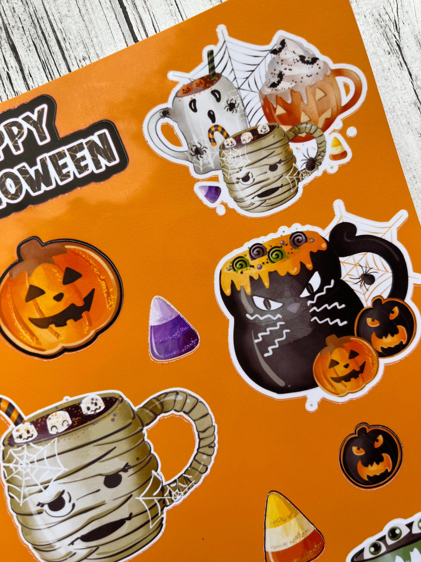 Halloween Sticker Sheet, Cute Halloween Mugs, Spooky Halloween Stickers