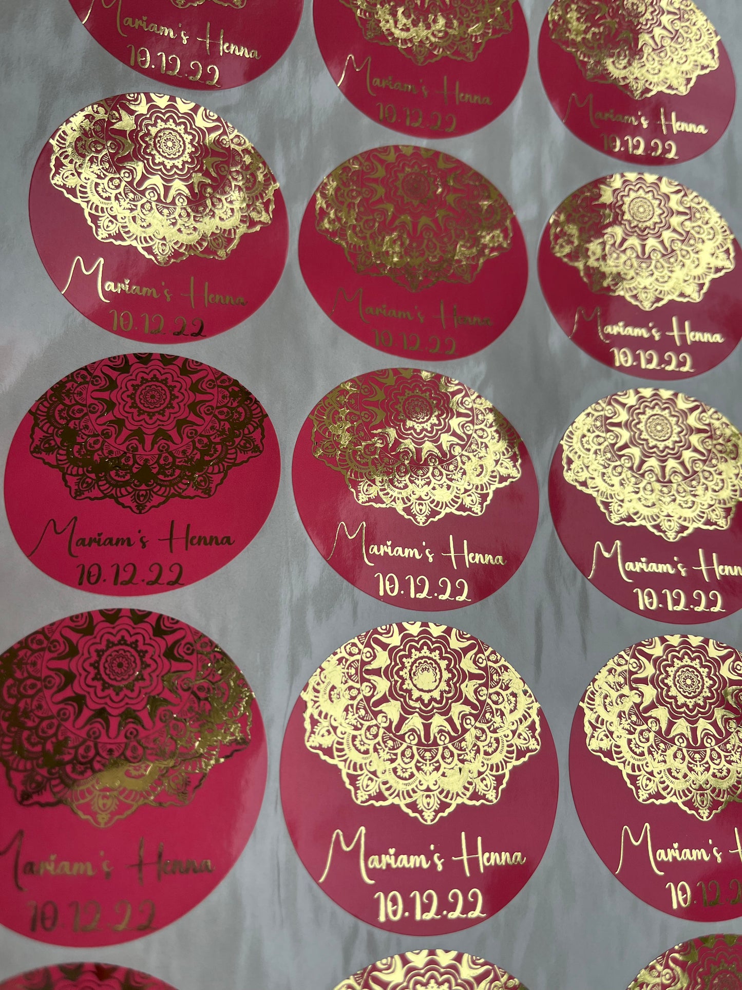 Mandala Mehndi· Wedding Sticker·Engagement Sticker·Jewel Colour Scheme·Wedding Stationery·Foiled Sticker·Foil Labels