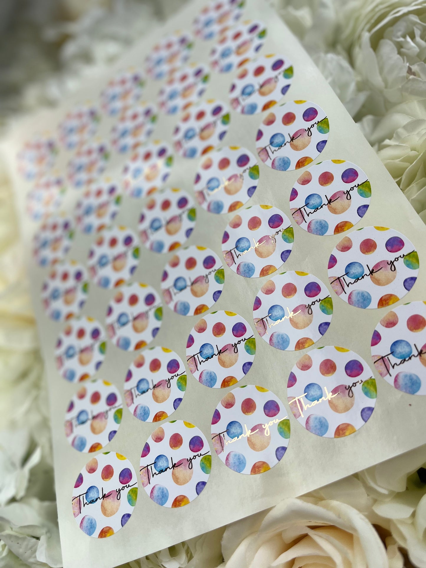 Dotty Rainbow Foiled Thank You Stickers•Sweet Cone Stickers•Party Bags•Thank You For Coming to My Party•Personalised Sticker•Business Sticke