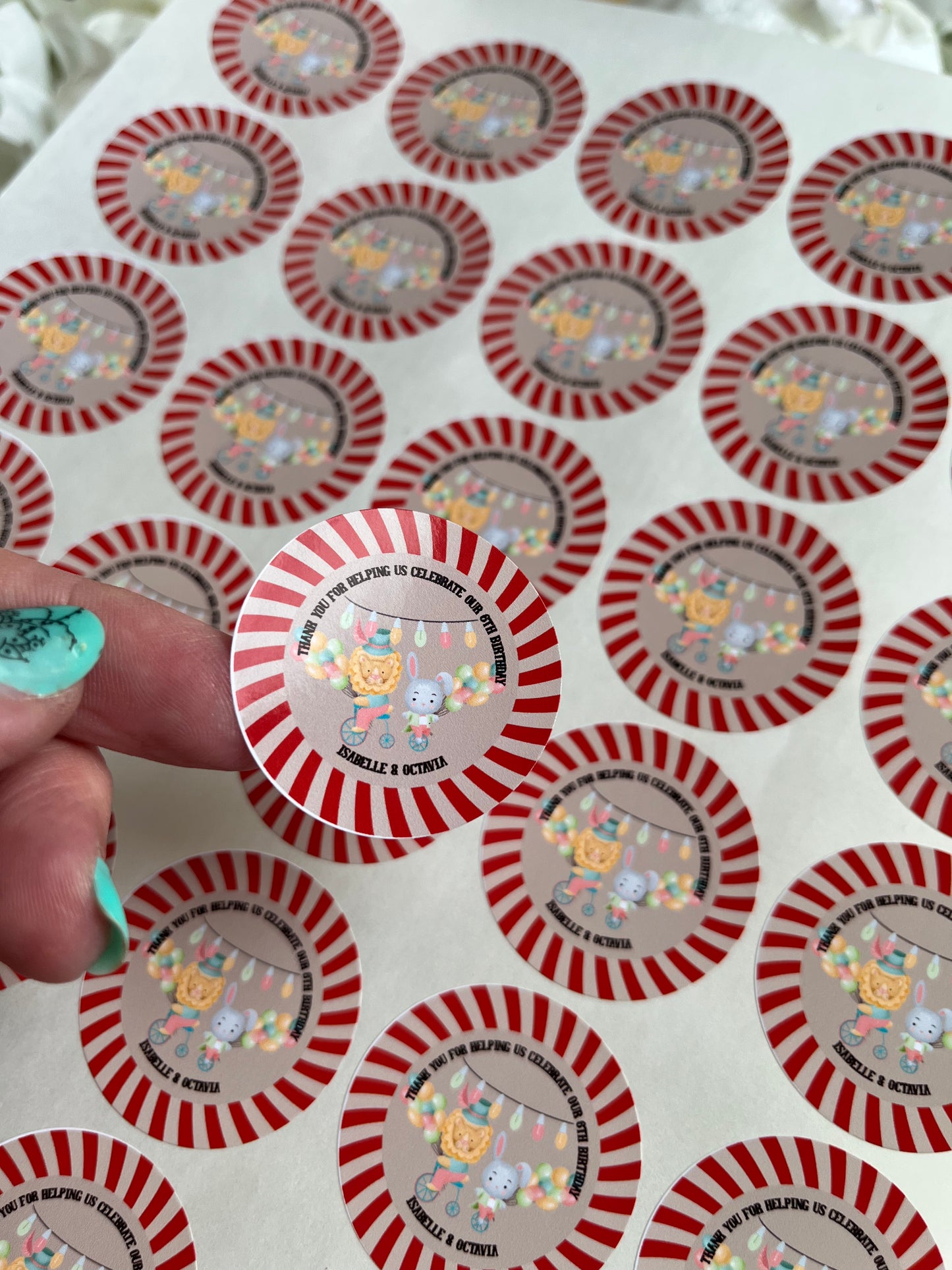 Personalised Circus Themed Party Stickers•Thanks You For Coming To My Party•Sweet Cone Sticker•Birthday Party Stickers•Circus Party