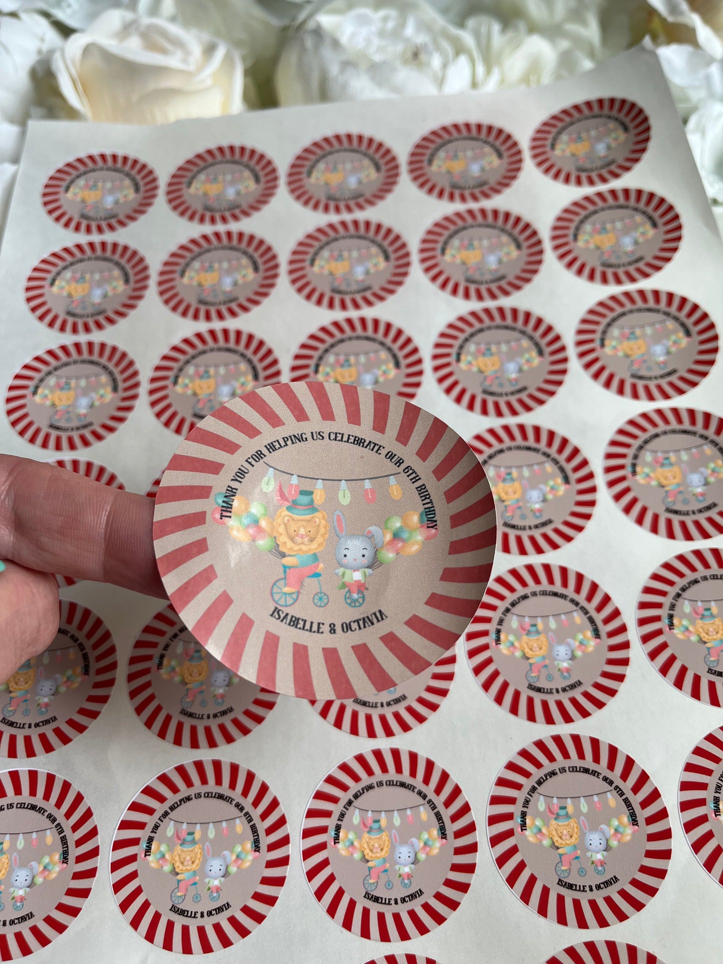 Personalised Circus Themed Party Stickers•Thanks You For Coming To My Party•Sweet Cone Sticker•Birthday Party Stickers•Circus Party