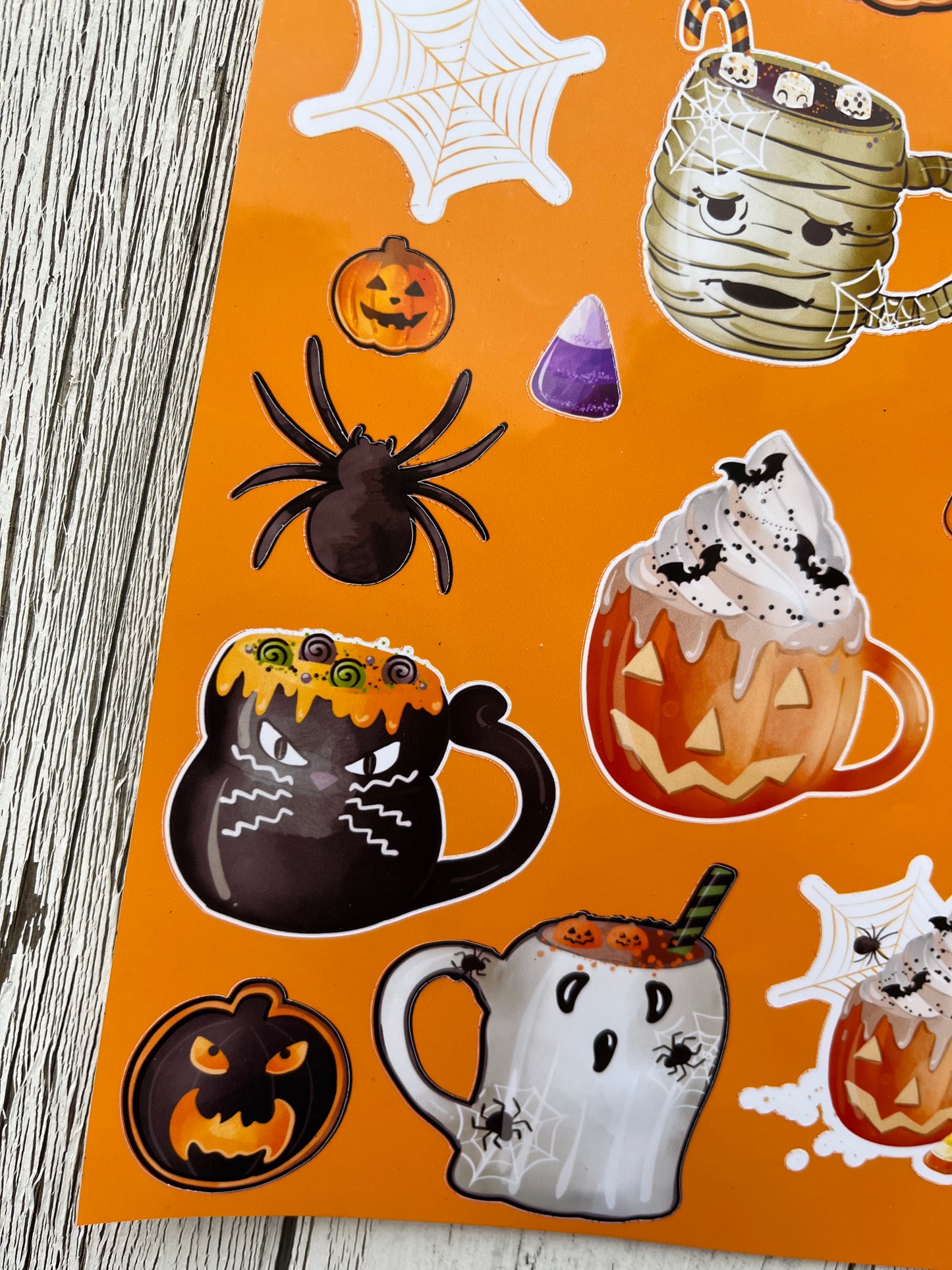 Halloween Sticker Sheet, Cute Halloween Mugs, Spooky Halloween Stickers