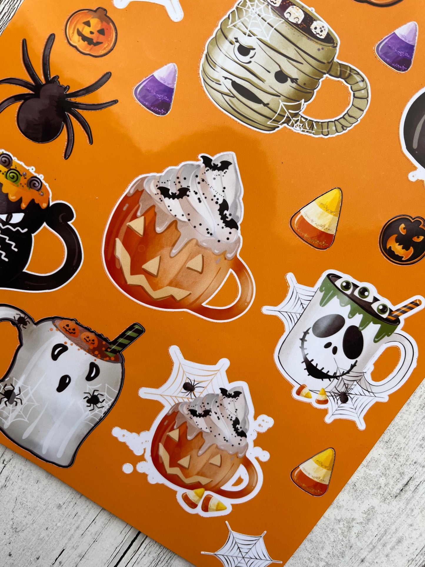 Halloween Sticker Sheet, Cute Halloween Mugs, Spooky Halloween Stickers