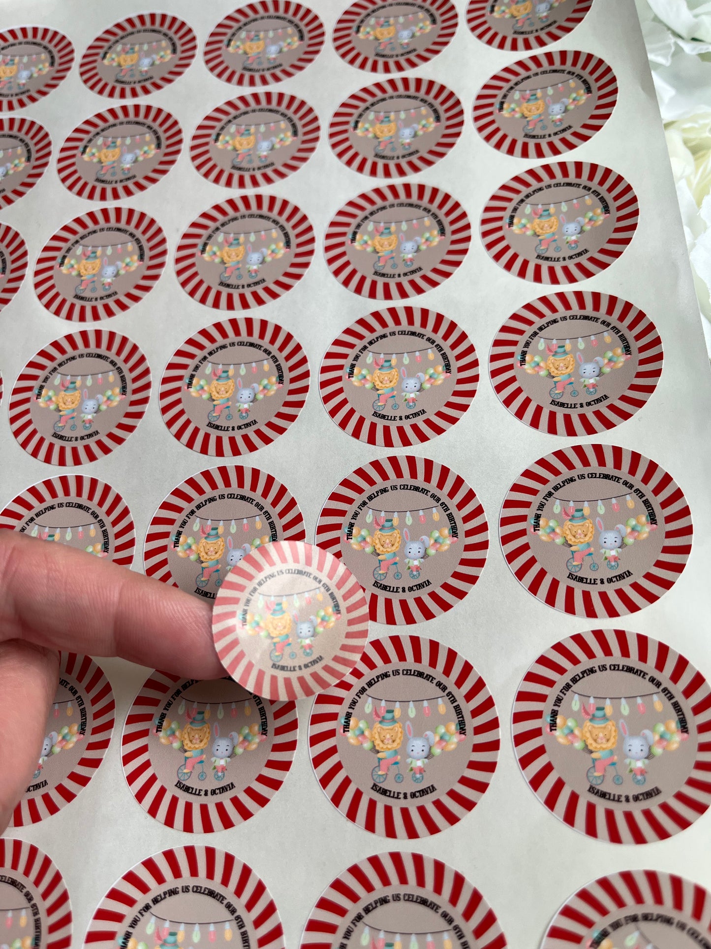 Personalised Circus Themed Party Stickers•Thanks You For Coming To My Party•Sweet Cone Sticker•Birthday Party Stickers•Circus Party