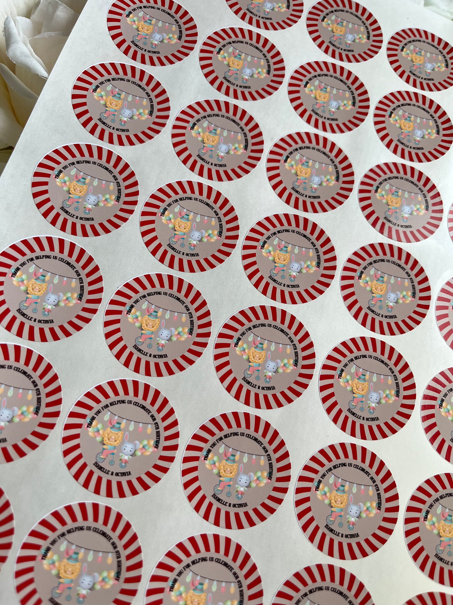 Personalised Circus Themed Party Stickers•Thanks You For Coming To My Party•Sweet Cone Sticker•Birthday Party Stickers•Circus Party